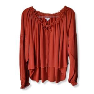 Miou Muse Rust Peasant Hippie Boho Blouse Top L Autumn Fall Renfair Romantic NEW